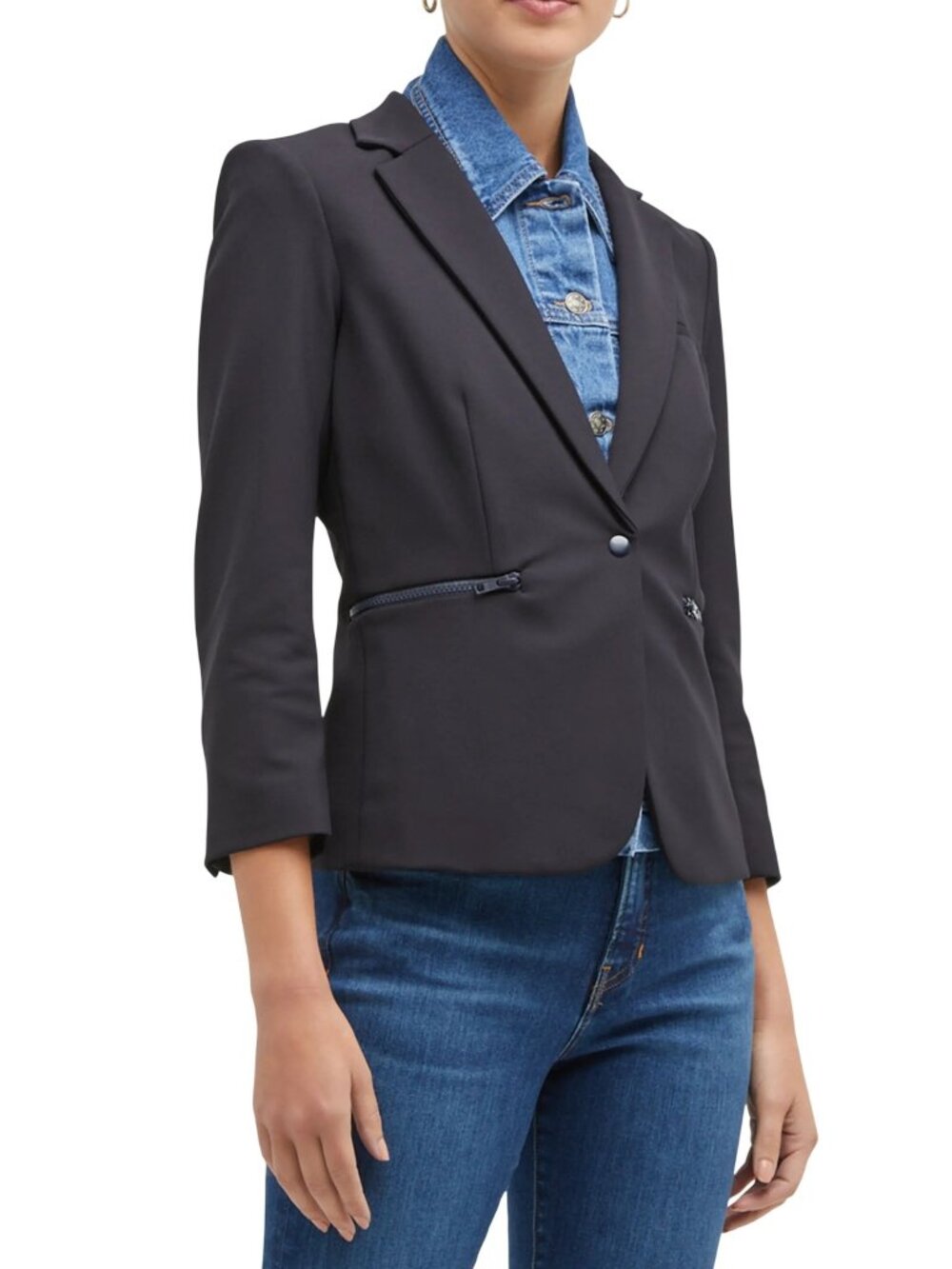 Veronica Beard Scuba School Boy Blazer in Navy Blue  Womens Jacket